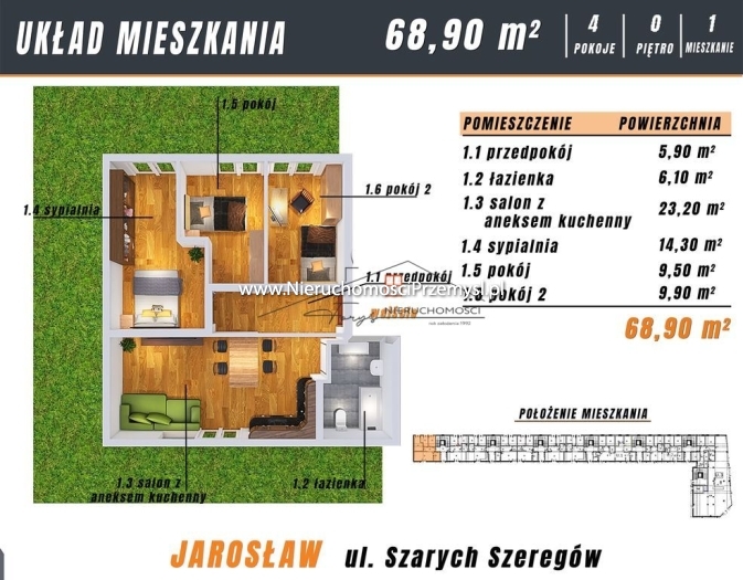 Mieszkanie na sprzedaż o pow. 68 m2